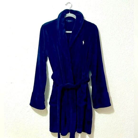 Polo Ralph Lauren plushy robe blue size medium - Picture 1 of 16